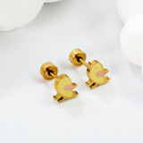 Screw plug 0.8*8mm pin 8*6.4mm small bird with yellow oil drop earrings gold color