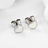 6.3*5.6mm Heart with White Drip Earrings Steel Color