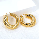 Hollow open round elephant trunk earrings 35mm gold color