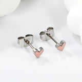 4.5mm Heart with Pink Glitter Drip Earrings Steel Color