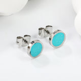 7.7mm Round with Gray Green/Mint Green Glitter Drip Earrings Steel Color