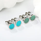 7.7mm Round with Gray Green/Mint Green Glitter Drip Earrings Steel Color