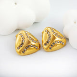 Fat Triangle with White Zirconia Earrings 22.1*21.5mm Gold Color