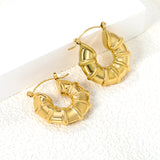 Hollow Open Round Bamboo Earrings*28mm Gold Color