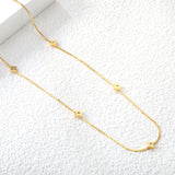 5.6mm Four-pointed Star Sticky White Zirconium Accessory 1.1mm S Chain*40+5cm+6mm Round Plaque Necklace Golden