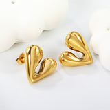 19*18mm two-petal heart-shaped earrings (divided into left and right) Gold color