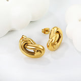 12*19mm Button Knot Earrings Gold Color