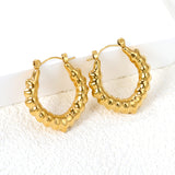 Hollow Peach Convex Earrings 28.3*26.5mm Gold Color