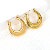 Hollow Open Circular Convex Earrings 28mm Gold Color