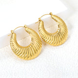 Hollow Flat Round Threaded Goldtone Earrings 35mm