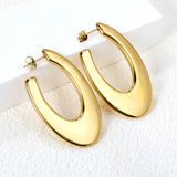 Hollow Long Flat U-shaped Earrings 27.5*48.4mm Gold Color