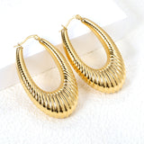 Hollow long fat U-shaped textured earrings 31*46.2mm gold color