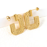 Open square texture earrings 20.8*26.5mm Gold color