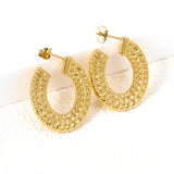 U-shaped textured earrings 24.6*26mm gold color