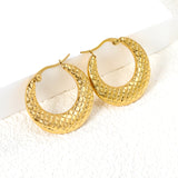 Round snake pattern earrings 28.4*26.6mm gold color