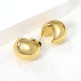 Fat Arc Goldtone Stud Earrings 17.8*22.7mm