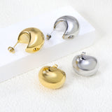 Fat Arc Goldtone Stud Earrings 17.8*22.7mm