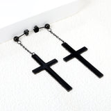 5mm Steel Beads + 20mm Chain + 50*25.4mm Cross Earrings