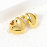 Heart-shaped gold-colored stud earrings 18*16.6mm