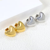 Heart-shaped gold-colored stud earrings 18*16.6mm