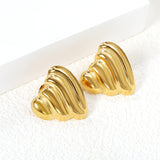 Ripple Heart Goldtone Stud Earrings 23.4mm