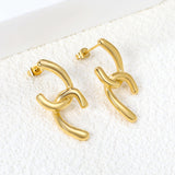 Crooked Double C Stud Earrings 13*25.3mm Gold Color