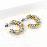 C-Shape Twist Earrings 6*23mm in gold