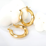 Hollow opening round corner earrings 6*32mm thick steel/golden