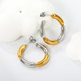 C Shape 4 Sections Sausage Earrings Thick 4.2*27mm Meso Goldtone