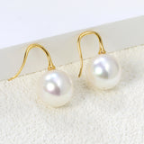 White Pearl Golden Earrings 14mm