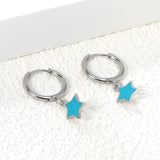 1.5x12.5mm Circle with Blue Star Earrings 8mm