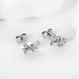 Three large and small stars with diamond earrings 7.6 * 12.3mm steel color / gold color