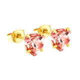 3 pairs of white/mineral black/red/light pink/champagne color 7mm equilateral triangle diamond earrings set Gold color