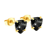 3 pairs of white/mineral black/red/light pink/champagne color 7mm equilateral triangle diamond earrings set Gold color