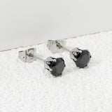 Qty 10pcs 6mm Six Catch Round Mixed Color Diamonds Steel Stud Earrings