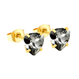 3 pairs of white/mineral black/red/light pink/champagne color 7mm equilateral triangle diamond earrings set Gold color