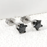 Qty 10pcs 3-7mm Pentagram Black Diamond Steel Color Stud Earrings