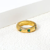 Solitaire Ring & Three Small Green Diamonds