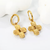 2*10mm circle with 17.2*23mm cross earrings steel color / gold color