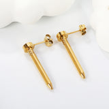 6*30mm stud earrings steel color/golden