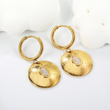 2*12mm inner diameter earrings + 20mm round with oval imitation white pearl/white cat's eye stone/turquoise earrings gold color