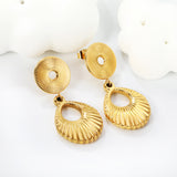 15.5mm Textured Circle + 19.3*25.7mm Teardrop Hoop Earrings Gold Color