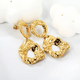 17.8*18.6mm Convex Faceted Circle + 24.8*30mm Irregular Folded Hoop Earrings GOLD