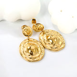 10*11.5mm small oval + 23.4*28mm large oval with textured convex earrings gold color