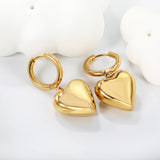 2.5*12mm circle +19*18.4mm hollow heart earrings Gold color