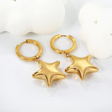 2.5*12mm circle +21mm hollow star earrings gold color