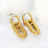 Line 2.5*13*18.4mm earrings + 13.6*26.2mm oval earrings with horizontal stripes Gold color