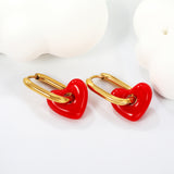 Thick 2.5*W13.5*H18mm oval earrings + 14.3*13mm light blue/pink/red/yellow/purple/navy blue resin heart hoop earrings gold color