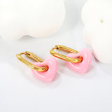 Thick 2.5*W13.5*H18mm oval earrings + 14.3*13mm light blue/pink/red/yellow/purple/navy blue resin heart hoop earrings gold color