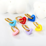 Thick 2.5*W13.5*H18mm oval earrings + 14.3*13mm light blue/pink/red/yellow/purple/navy blue resin heart hoop earrings gold color